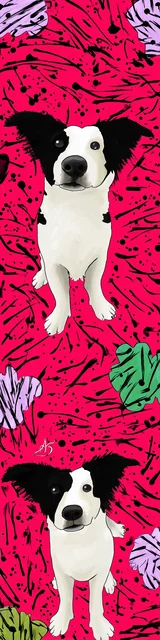 Free dog bookmark featuring two dogs on a red background